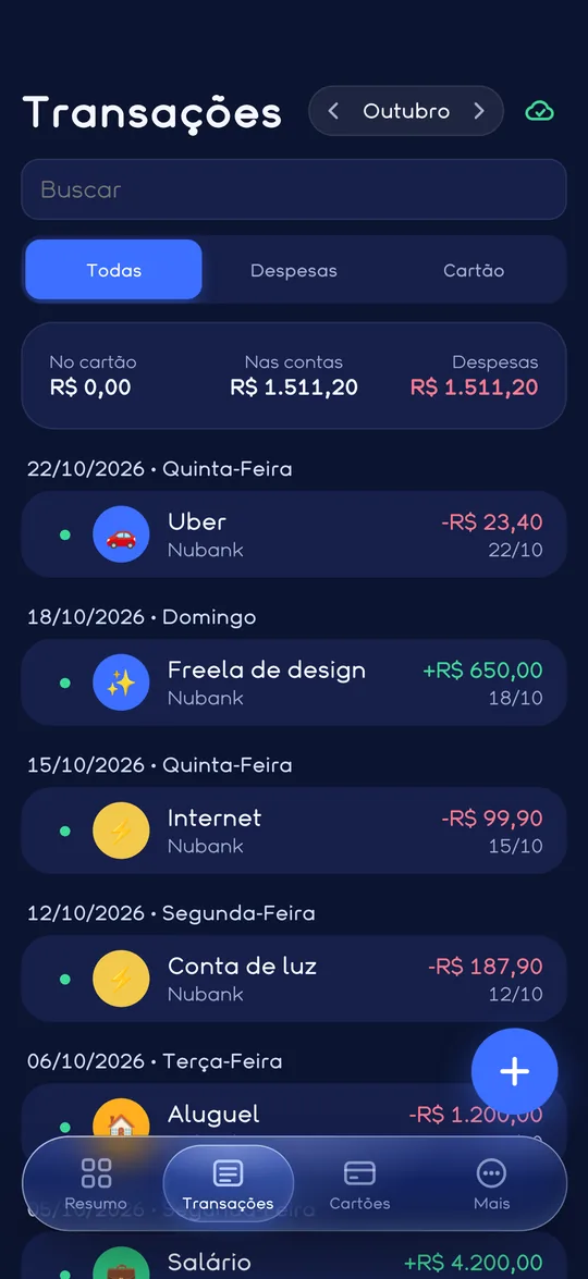 RR Finança, Transações do mês