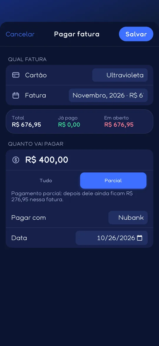RR Finança, Pagar fatura